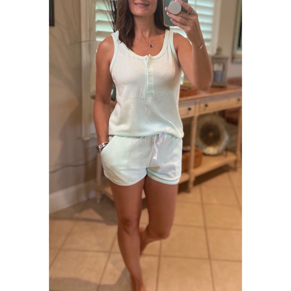 Two Piece Pajama Shorts Lounge Set Mint 2820 - Picture 3 of 4